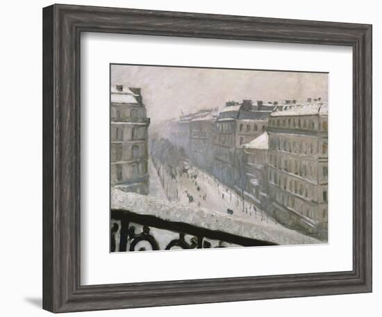 Boulevard Haussmann in the Snow, 1879 or 1881-Gustave Caillebotte-Framed Giclee Print