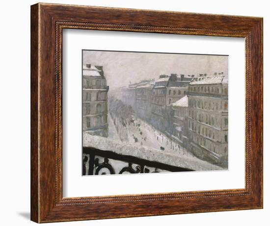 Boulevard Haussmann in the Snow, 1879 or 1881-Gustave Caillebotte-Framed Giclee Print