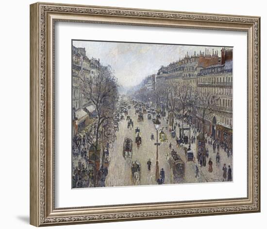 Boulevard Montmartre, Morning, Cloudy Weather, 1897-Camille Pissarro-Framed Art Print