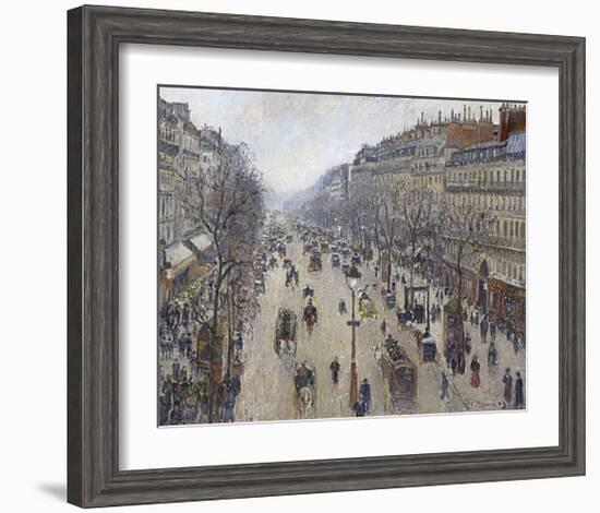 Boulevard Montmartre, Morning, Cloudy Weather, 1897-Camille Pissarro-Framed Art Print