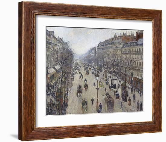 Boulevard Montmartre, Morning, Cloudy Weather, 1897-Camille Pissarro-Framed Art Print
