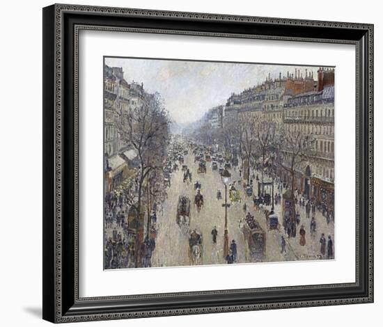 Boulevard Montmartre, Morning, Cloudy Weather, 1897-Camille Pissarro-Framed Art Print