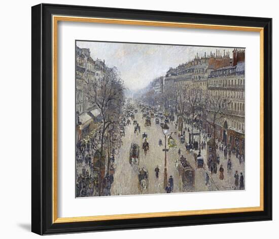 Boulevard Montmartre, Morning, Cloudy Weather, 1897-Camille Pissarro-Framed Art Print