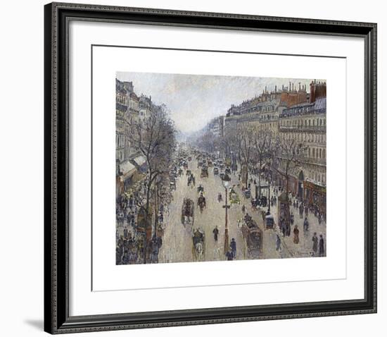 Boulevard Montmartre, Morning, Cloudy Weather-Camille Pissarro-Framed Premium Giclee Print