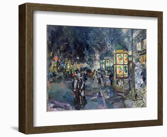 Boulevard Parisien La Nuit (Parisan Boulevard at Night). Description De L'animation Dans La Capital-Konstantin Alekseevich Korovin-Framed Giclee Print