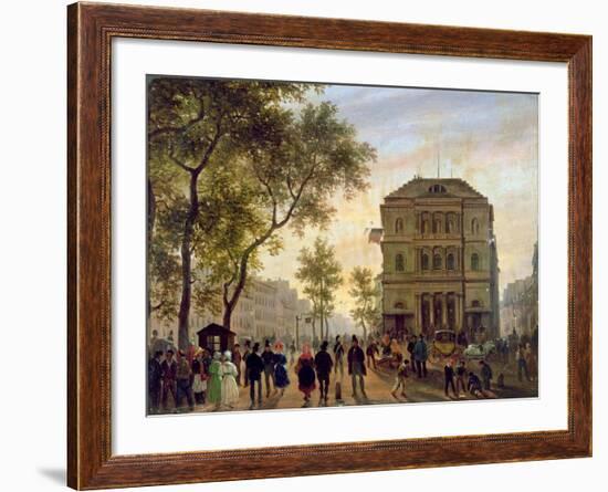 Boulevard Saint-Martin and the Theatre De L'Ambigu, 1830-Guiseppe Canella-Framed Giclee Print