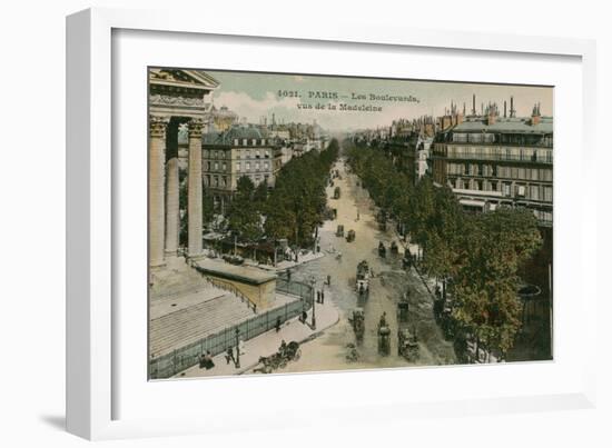 Boulevards of Paris, Seen from Boulevard de La Madeleine. Postcard Sent in 1913-French Photographer-Framed Giclee Print