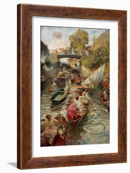 Boulter's Lock: Sunday Afternoon, 1885-97-Edward John Gregory-Framed Giclee Print