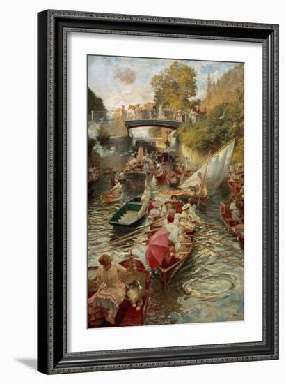 Boulter's Lock: Sunday Afternoon, 1885-97-Edward John Gregory-Framed Giclee Print