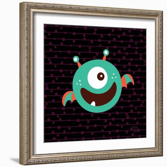 Bouncy-Blue Fish-Framed Art Print