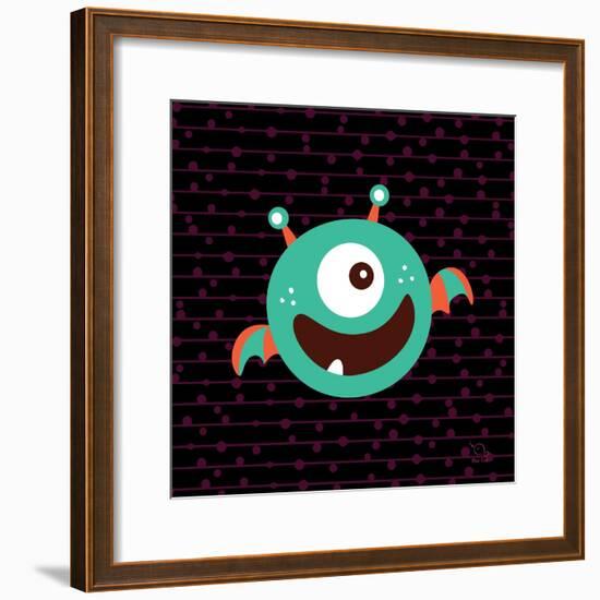 Bouncy-Blue Fish-Framed Art Print