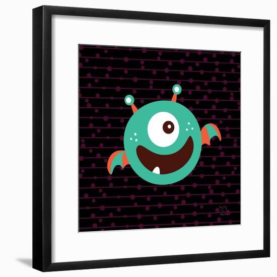 Bouncy-Blue Fish-Framed Art Print