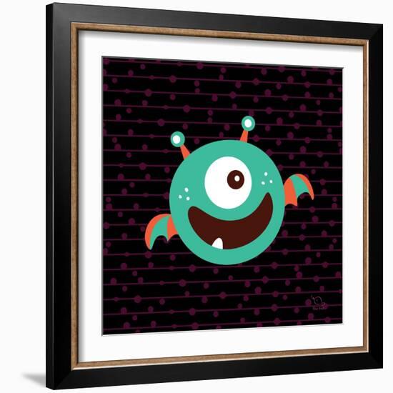 Bouncy-Blue Fish-Framed Art Print