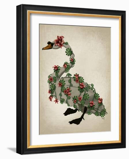 Bound Swan on cream-Fab Funky-Framed Art Print