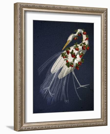 Bound White Heron on blue-Fab Funky-Framed Art Print