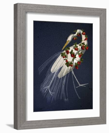 Bound White Heron on blue-Fab Funky-Framed Art Print