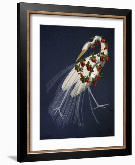 Bound White Heron on blue-Fab Funky-Framed Art Print