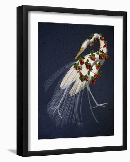 Bound White Heron on blue-Fab Funky-Framed Art Print