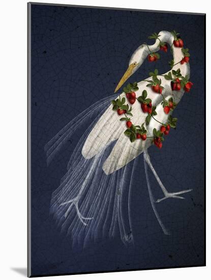 Bound White Heron on blue-Fab Funky-Mounted Art Print