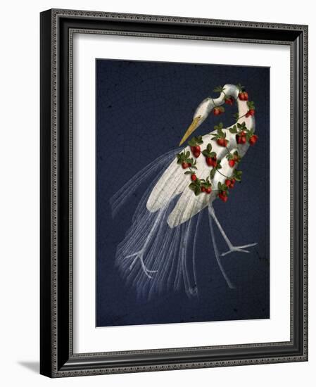 Bound White Heron on blue-Fab Funky-Framed Art Print