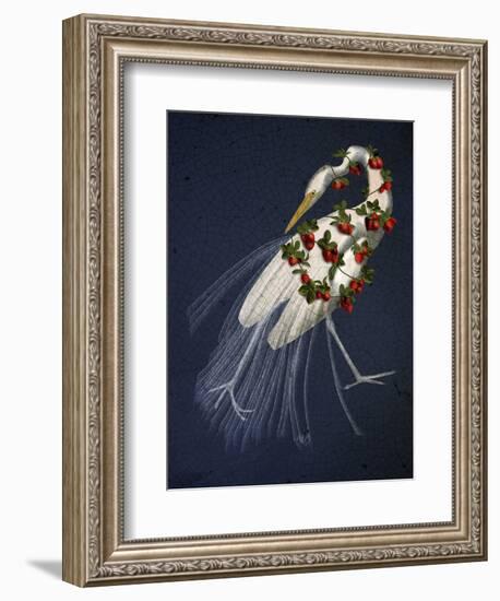 Bound White Heron on blue-Fab Funky-Framed Art Print