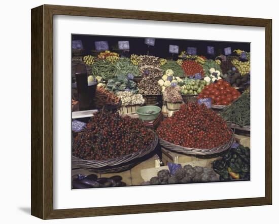 Bountiful Baskets Full of Brightly Colored Fruits and Vegetables at Rue Mouffetard Market-Alfred Eisenstaedt-Framed Photographic Print