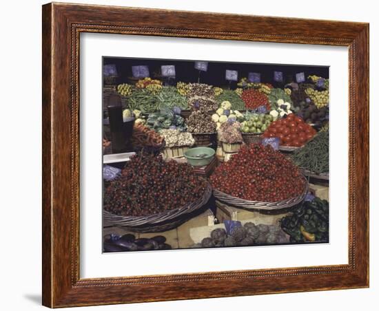 Bountiful Baskets Full of Brightly Colored Fruits and Vegetables at Rue Mouffetard Market-Alfred Eisenstaedt-Framed Photographic Print