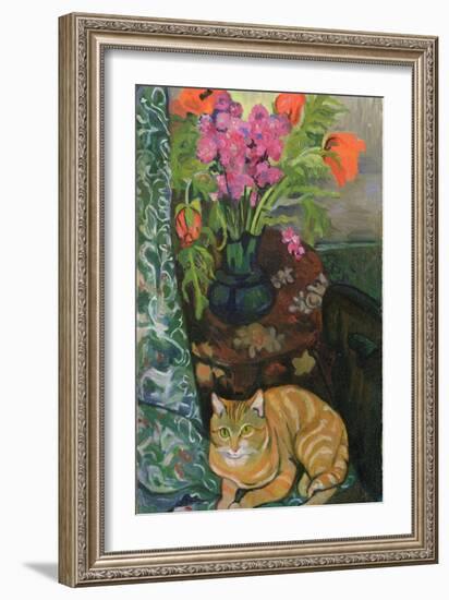 Bouquet and a Cat, 1919-Suzanne Valadon-Framed Giclee Print