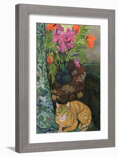 Bouquet and a Cat, 1919-Suzanne Valadon-Framed Giclee Print