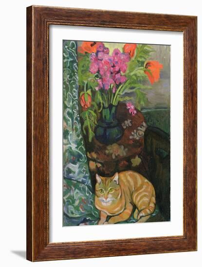 Bouquet and a Cat, 1919-Suzanne Valadon-Framed Giclee Print