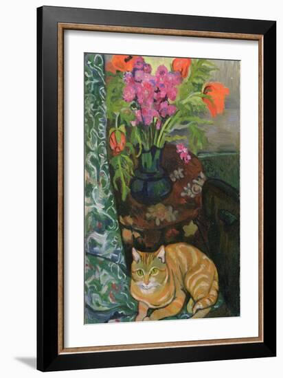 Bouquet and a Cat, 1919-Suzanne Valadon-Framed Giclee Print