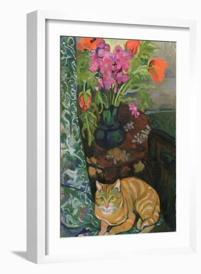 Bouquet and a Cat, 1919-Suzanne Valadon-Framed Giclee Print