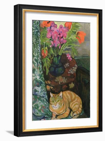 Bouquet and a Cat, 1919-Suzanne Valadon-Framed Giclee Print