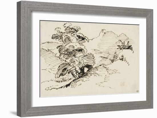 Bouquet d'arbres à flanc de montagne-Eugene Delacroix-Framed Giclee Print