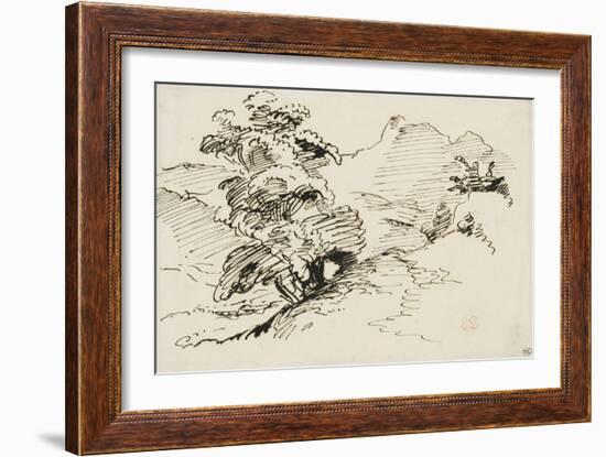 Bouquet d'arbres à flanc de montagne-Eugene Delacroix-Framed Giclee Print