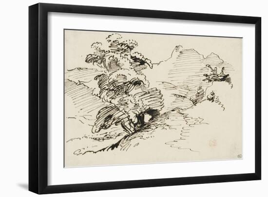 Bouquet d'arbres à flanc de montagne-Eugene Delacroix-Framed Giclee Print