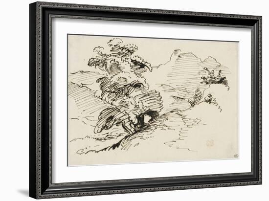 Bouquet d'arbres à flanc de montagne-Eugene Delacroix-Framed Giclee Print