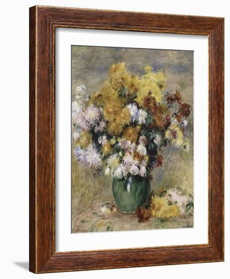 Bouquet de chrysanthèmes dans un vase-Pierre-Auguste Renoir-Framed Giclee Print