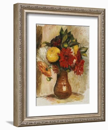 Bouquet de Fleurs au Pichet de Terre-Pierre-Auguste Renoir-Framed Giclee Print