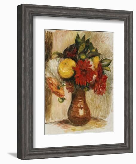 Bouquet de Fleurs au Pichet de Terre-Pierre-Auguste Renoir-Framed Giclee Print