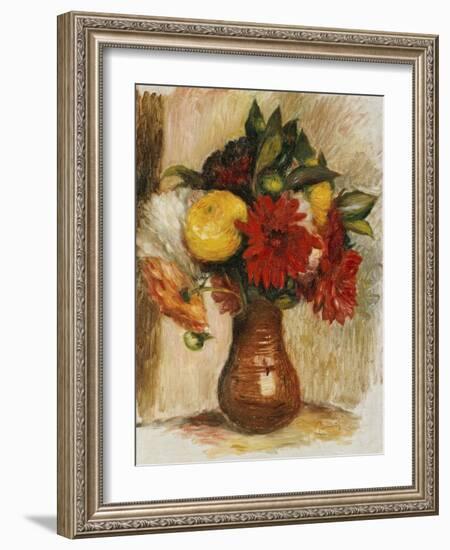 Bouquet de Fleurs au Pichet de Terre-Pierre-Auguste Renoir-Framed Giclee Print