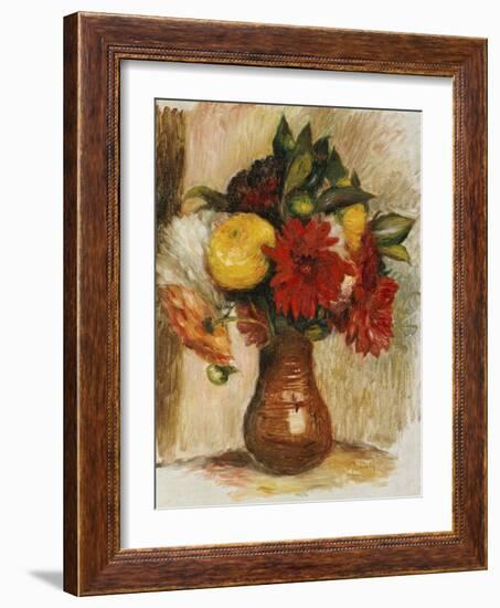 Bouquet de Fleurs au Pichet de Terre-Pierre-Auguste Renoir-Framed Giclee Print