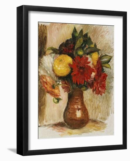 Bouquet de Fleurs au Pichet de Terre-Pierre-Auguste Renoir-Framed Giclee Print