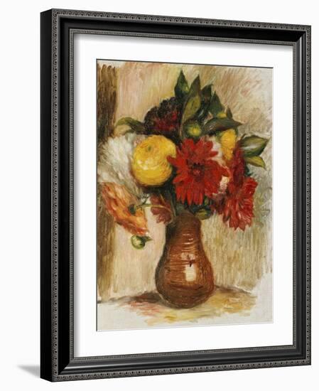 Bouquet de Fleurs au Pichet de Terre-Pierre-Auguste Renoir-Framed Giclee Print