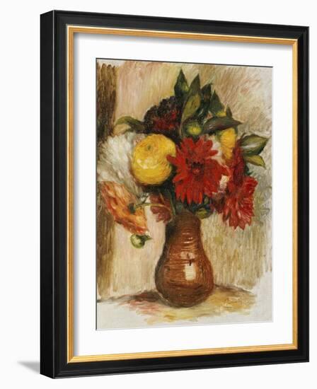 Bouquet de Fleurs au Pichet de Terre-Pierre-Auguste Renoir-Framed Giclee Print