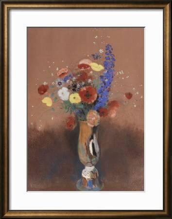 Bouquet De Fleurs Des Champs Dans Un Vase A Long Col Giclee Print Odilon Redon Art Com