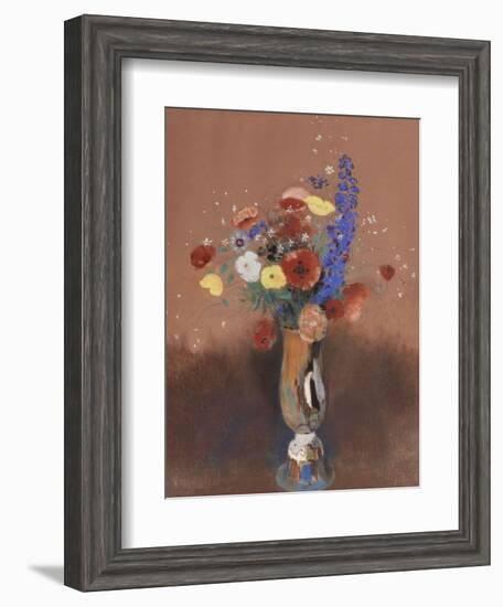 Bouquet de fleurs des champs dans un vase à long col-Odilon Redon-Framed Giclee Print