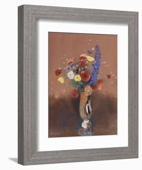 Bouquet de fleurs des champs dans un vase à long col-Odilon Redon-Framed Giclee Print