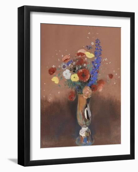 Bouquet de fleurs des champs dans un vase à long col-Odilon Redon-Framed Giclee Print