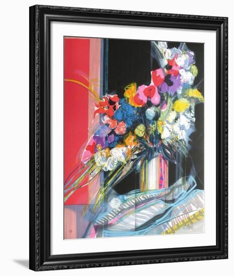 Bouquet de fleurs I-Jean-Baptiste Valadie-Framed Premium Edition